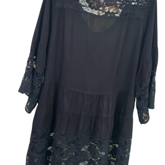 Boho babydoll Y2K milkmaid black lace tunic mini dress - Picture 3 of 5